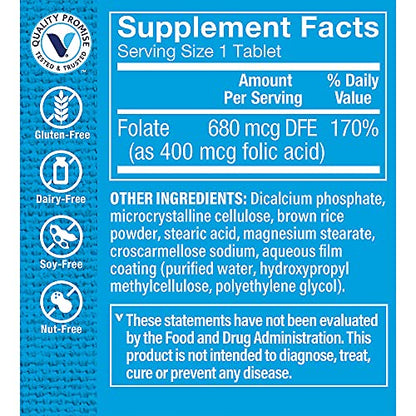The Vitamin Shoppe Folic Acid 400MCG, Supports Prenatal & Fetal Development (300 Tablets)