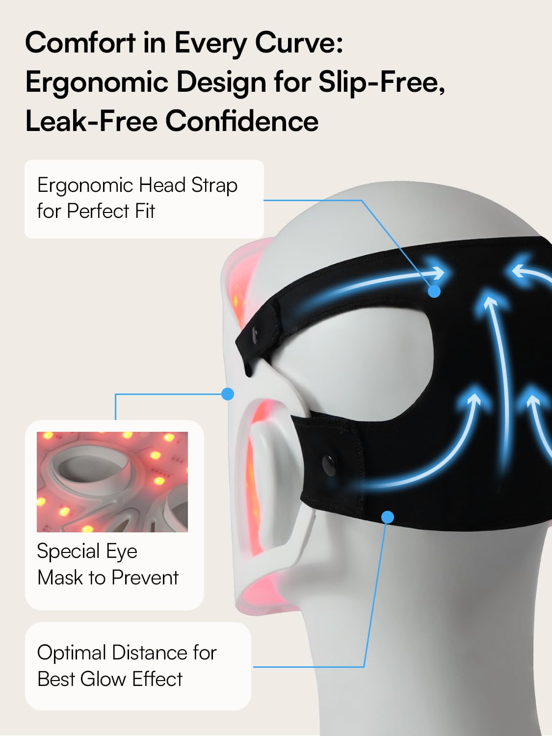 INIA GLOW Light Therapy Mask for Face, LED Mask with Red Blue Green Light and Advanced Near-Infrared INIA