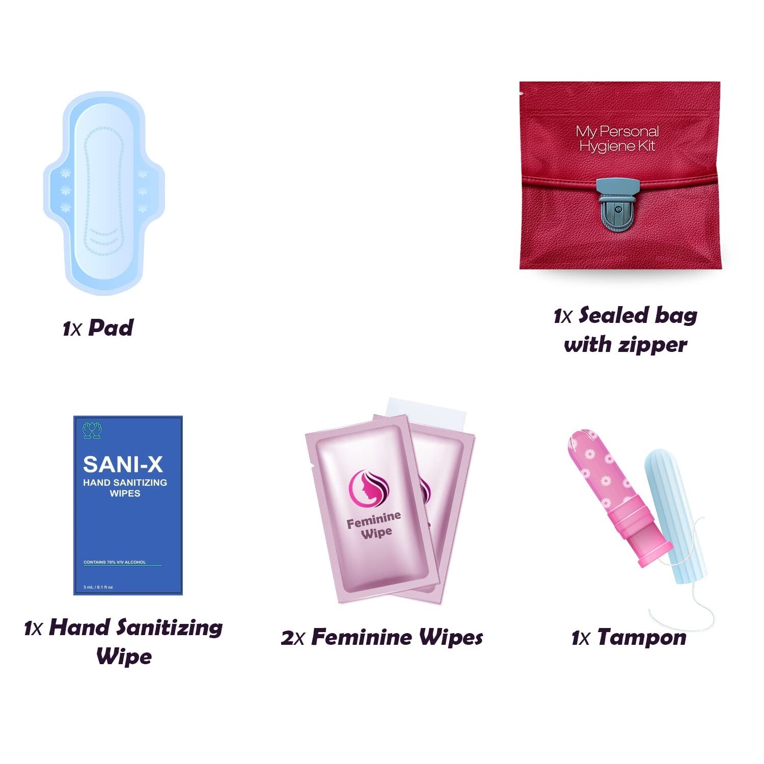 Menstrual Kit All-in-One | Convenience on The Go | Single Period Kit Pack for Travelling, Tweens pH Advantage