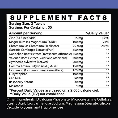 Garcinia Cambogia PM Weight Loss Sleep, All Natural Supplement w/Valerian Root & Melatonin Angry Supplements