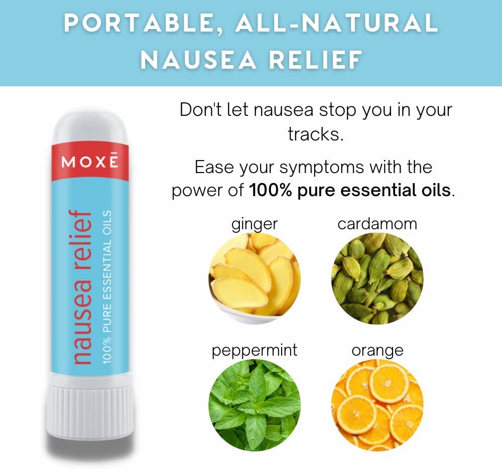 MOXE Nausea Nasal Inhaler Sticks, All Natural Essential Oil Blend, Ginger, Cardamom, Peppermint MOXE
