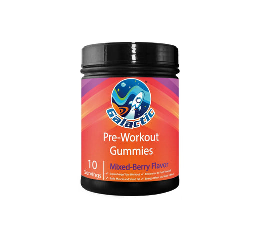 Galactic Pre-Workout Gummies, All Natural, 250mg Caffeine, Beta-Alanine, L-Citrulline