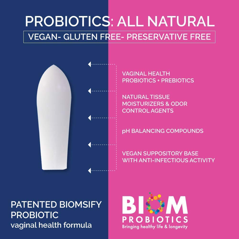 Biom Vaginal Probiotic Suppository: Natural Vaginal pH and Odor Control Regimen; Balance Biom Probiotics