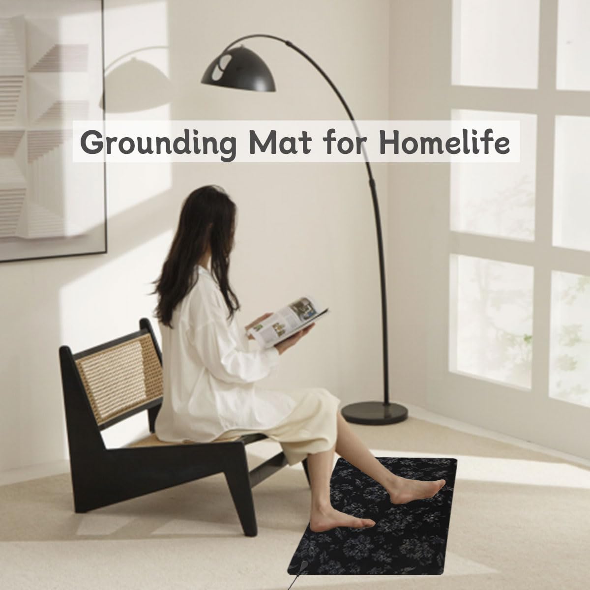 LOSUVERO Grounding Mat for Bed, 33.5x23.5Floral Printed Grounding Pad for Health Therapy, Efficient Sleep LOSUVERO