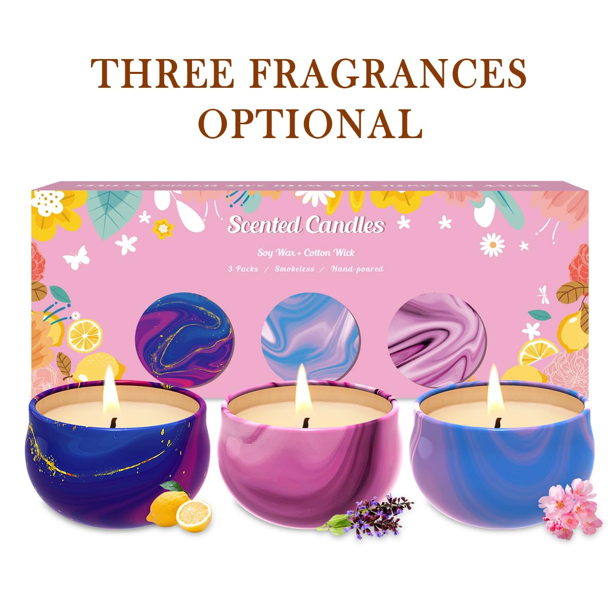 Scented Candles Set of 3, Aromatherapy Candle Set, Home Scented Candles for Winter, Holiday Weimingte