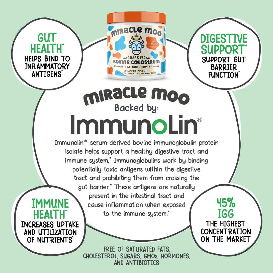 Colostrum Supplement for Gut Health, Hair Growth, Beauty and Immune Miracle Moo