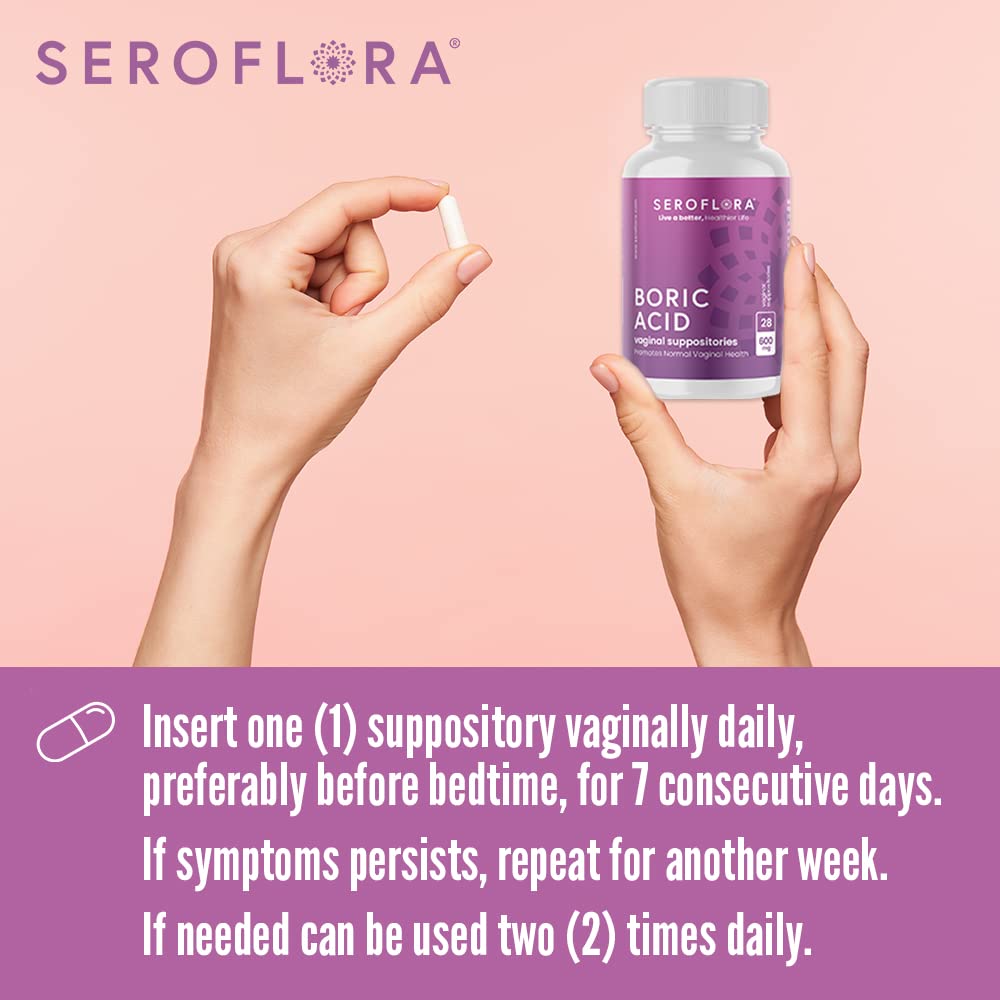 Seroflora Boric Acid Vaginal Suppositories - Promotes Vaginal pH Balance and Odor Control Seroflora