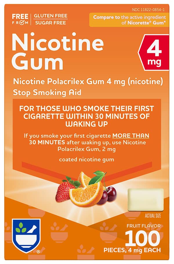 Rite Aid Nicotine Gum, 4 mg - 100 Count | Quit Smoking Aid | Nicotine Rite Aid