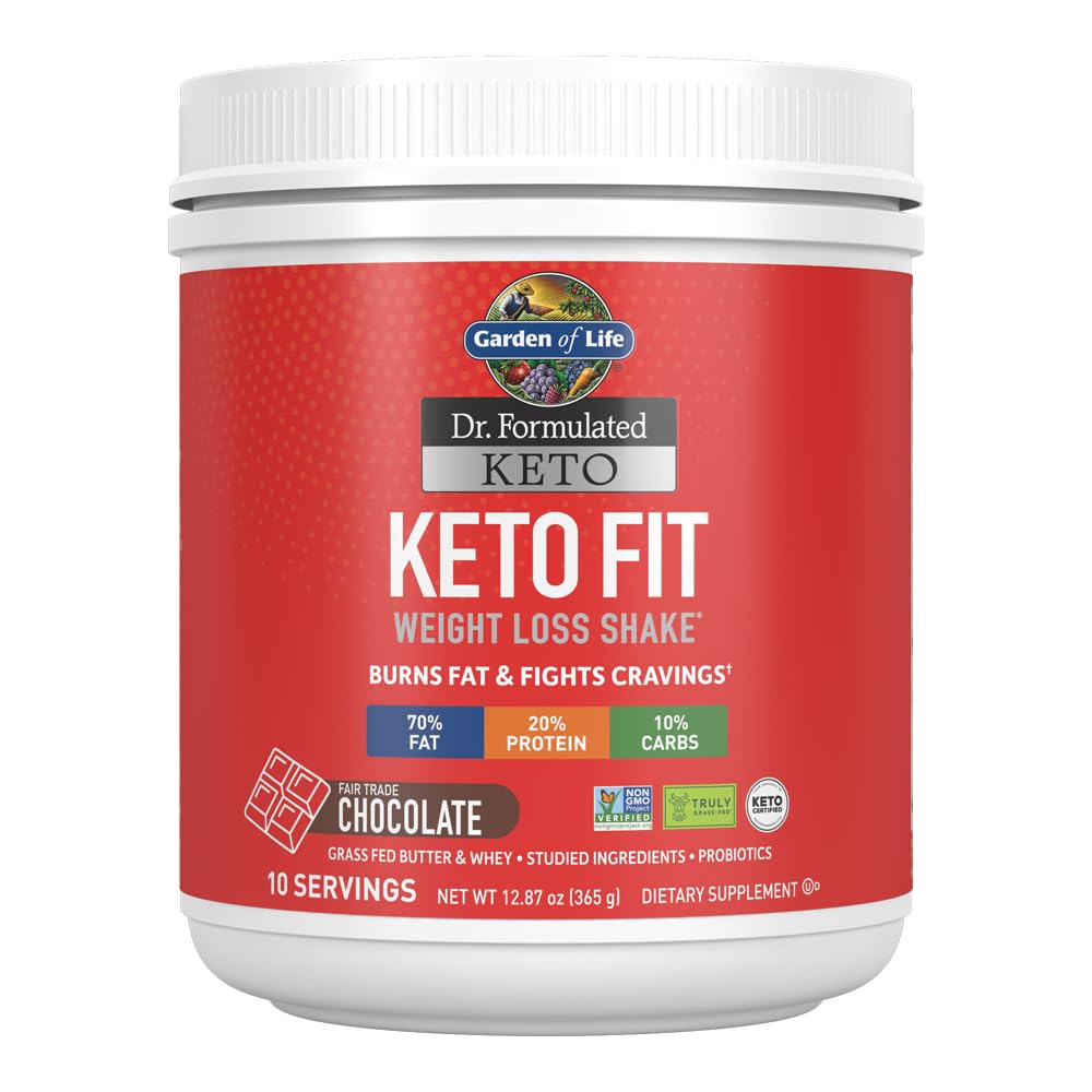Garden of Life Dr. Formulated Keto Fit Weight Loss Shake - Chocolate Powder, 10 Servings
