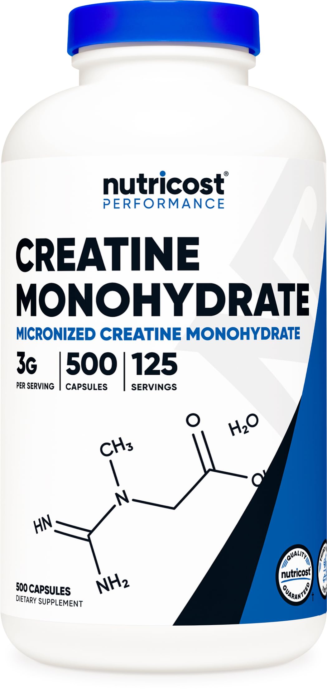 Nutricost Micronized Creatine Monohydrate 3,000mg 500 Capsules, 125 Servings