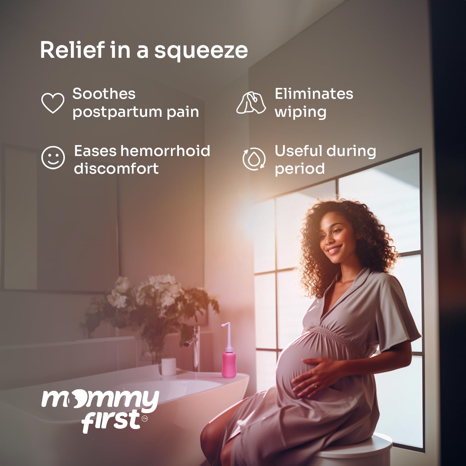 Peri Bottle for Postpartum Care from Mommy First™ | Upside Down Bottle for Perineal Cleansing and Recovery Mommy First