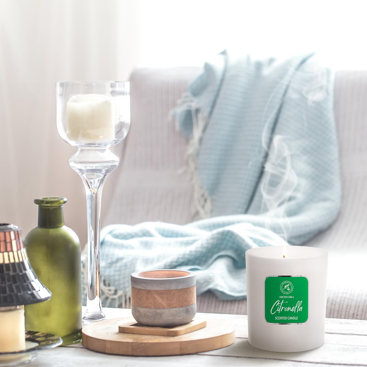 Scented Candle Citronella 200g - Aromatherapy Candle - Soy Wax Candles for Home Scented AROMATIKA