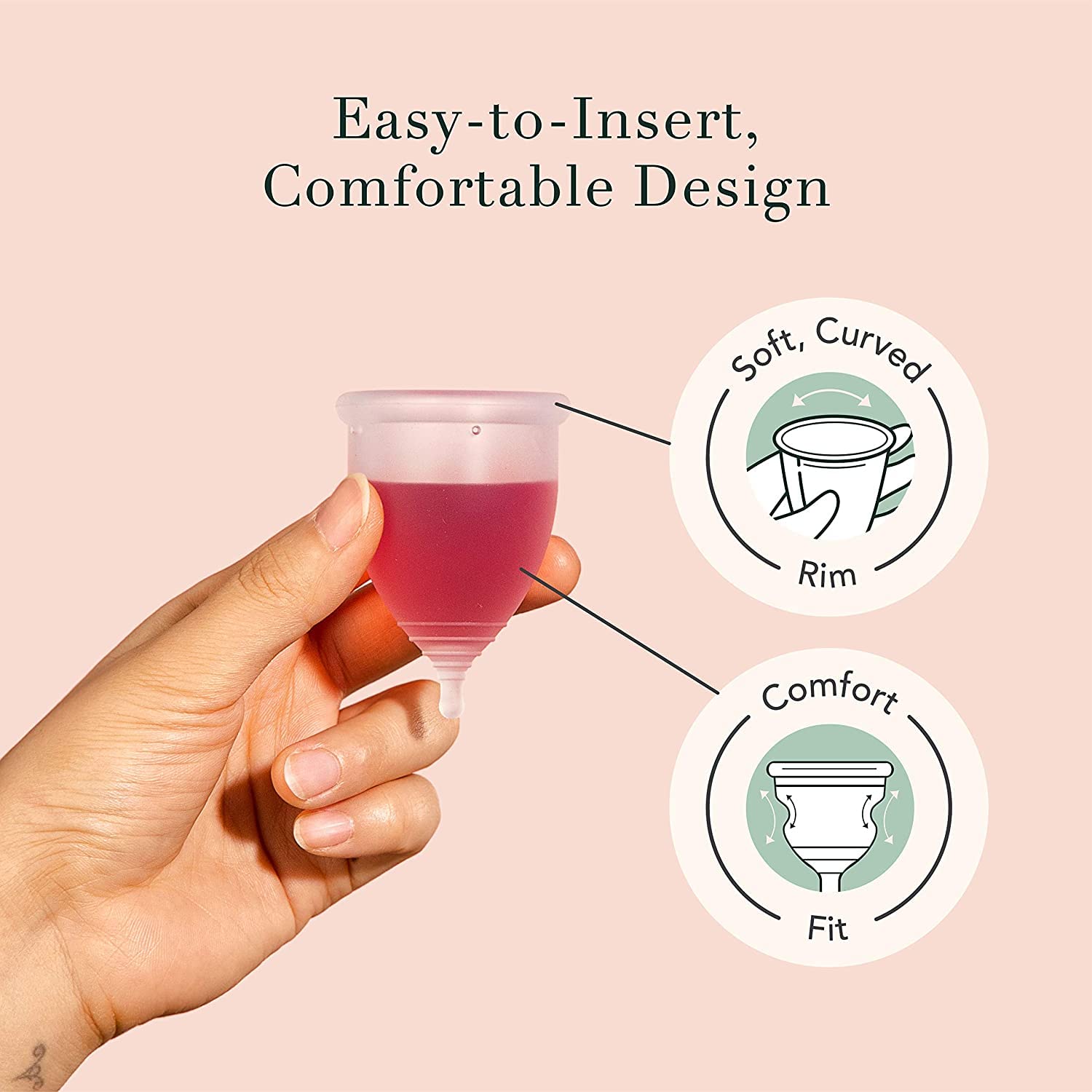 Rael Period Cup, Soft Reusable Menstrual Cups for Women - Medical-Grade Silicone, Period Cups Rael