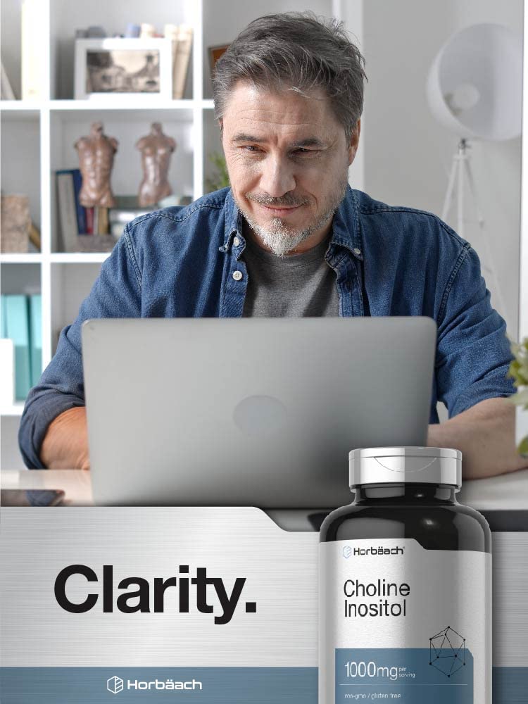 Choline Inositol 1000mg Supplement | 200 Capsules | Non-GMO, Gluten Free | by Horbaach