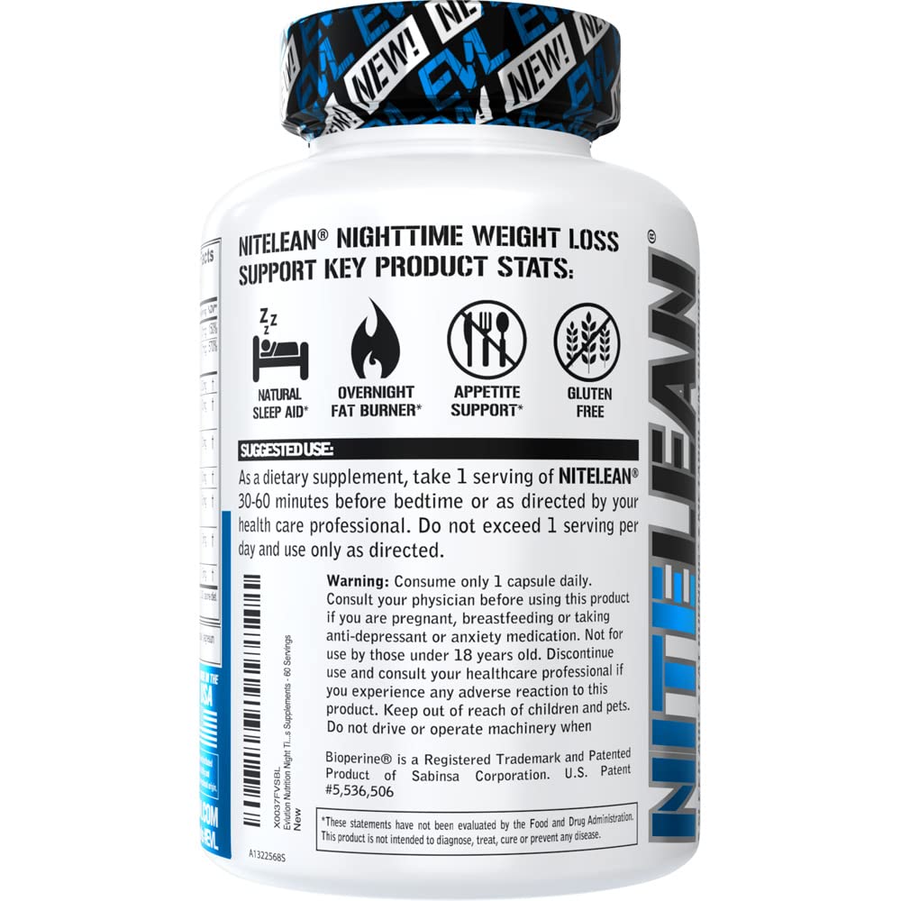 Evlution Nutrition Night Time Fat Burner Support - Overnight Sleep and Weight Loss Support