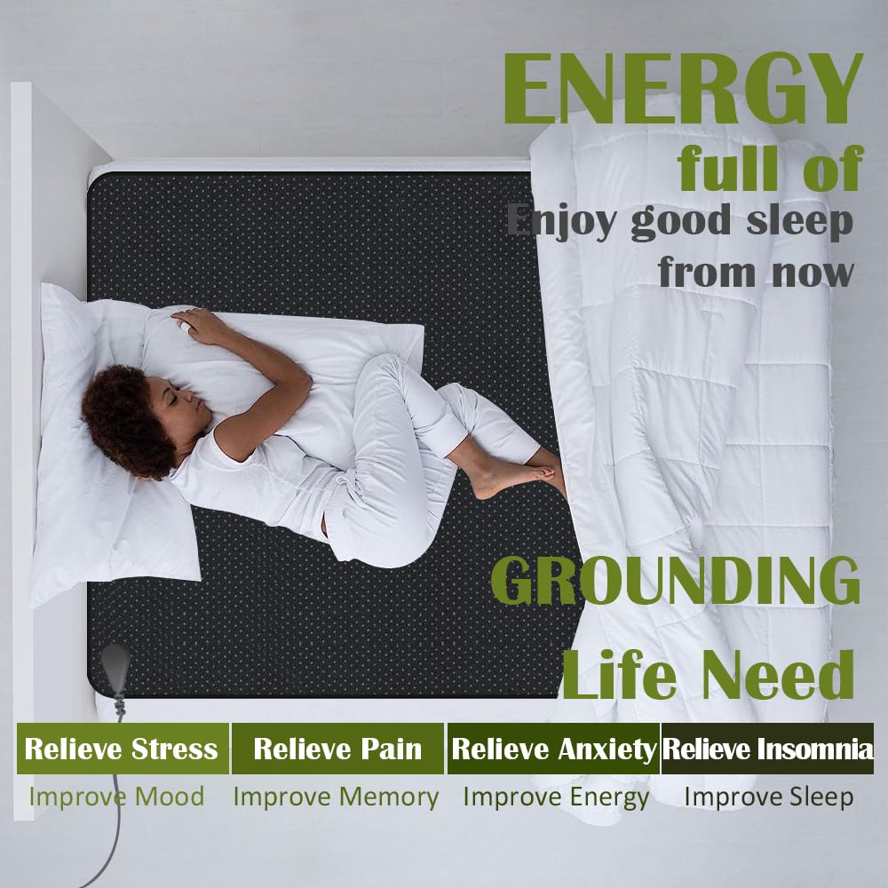 Grounding Mat for Sleeping, Grounding Sheet forBed, Earth Mat Connected for Pain Relief FOPPON