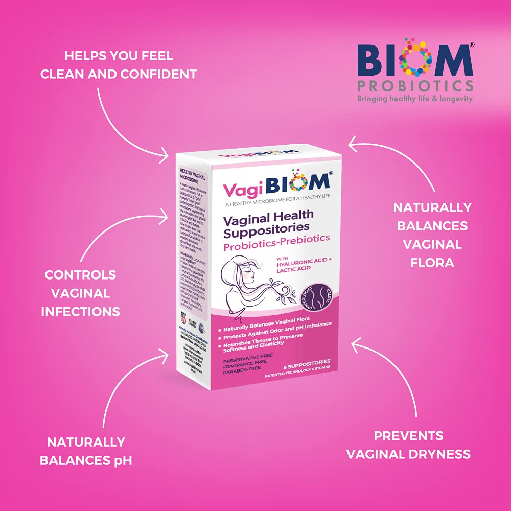 VagiBiom Lactobacillus Suppository: Microbiome Flora balance and Odor Control Regimen VagiBiom
