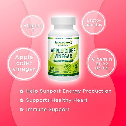 INNERVISNUTRITION Apple Cider Vinegar 120 Chewable Tablets Healthy Heart Immune