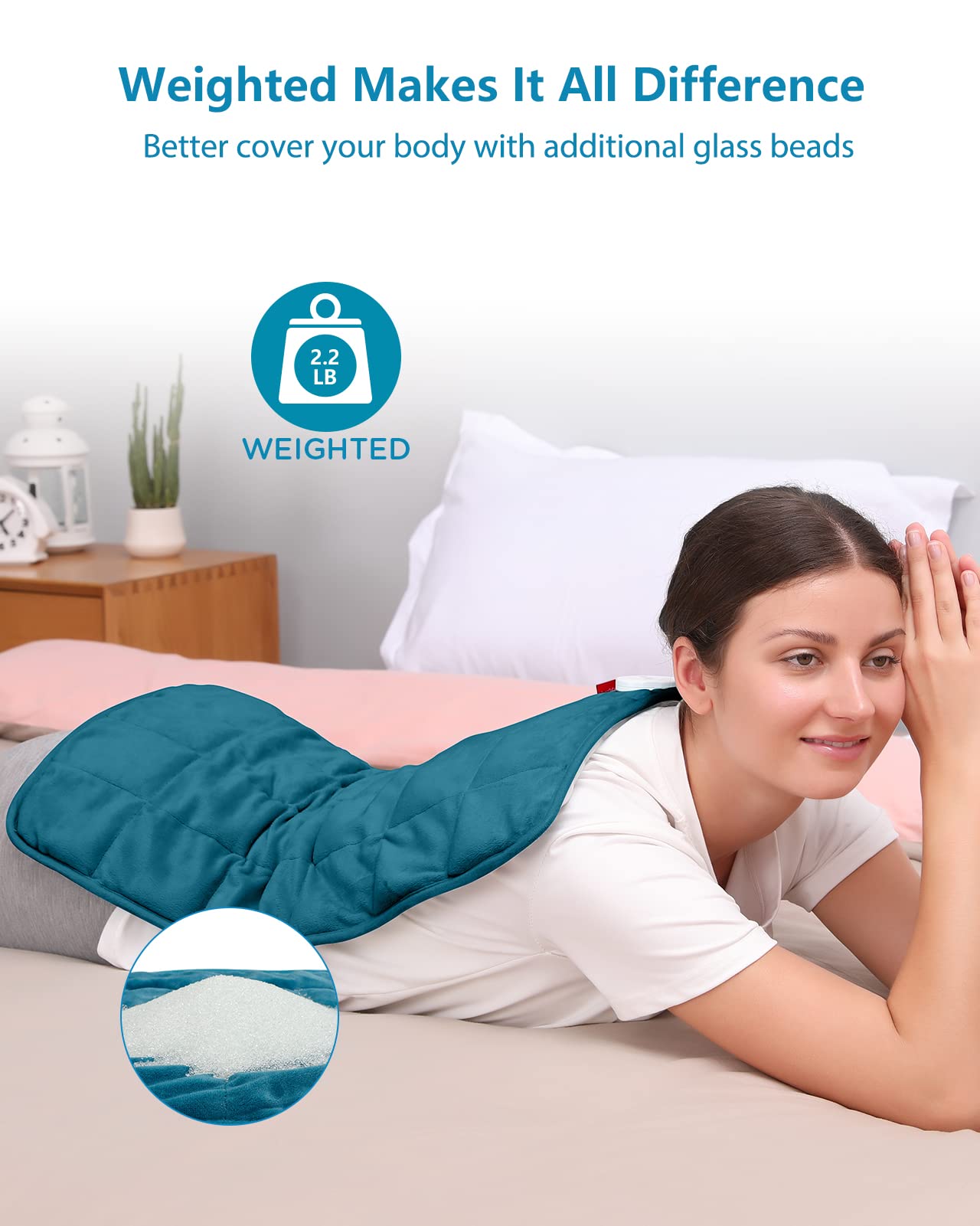 Comfytemp Full Weighted Heating Pad for Back Pain & Cramps Relief, 2.2lb Large Electric Comfytemp