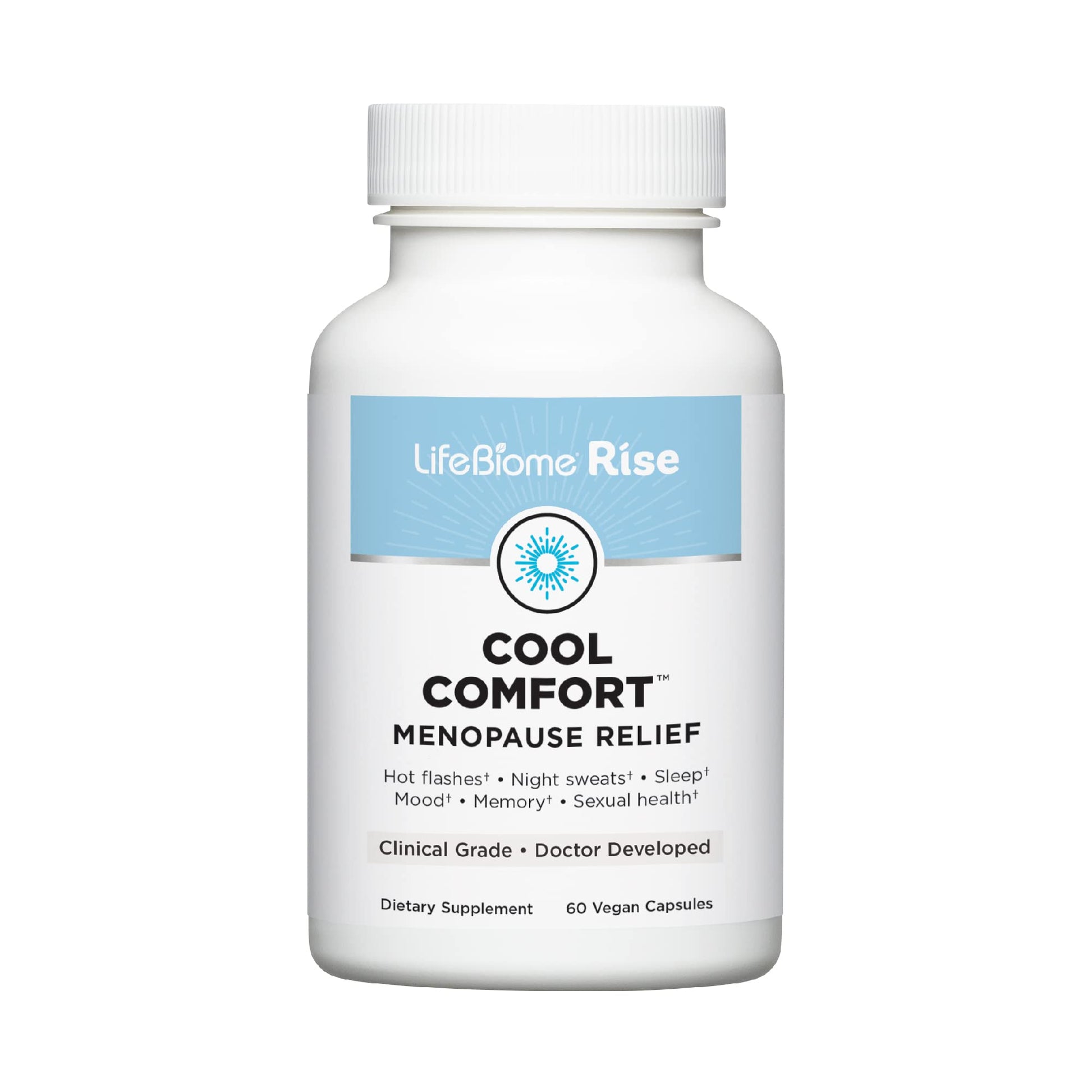 LifeBiome Rise Cool Comfort, Clinical Grade Menopause Relief, Doctor-Formulated, KSM-66 Ashwagandha