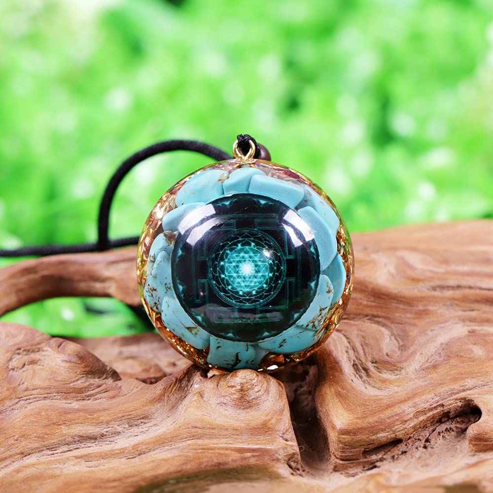 Day Day Up Turquoise Orgonite Pendant Healing Crystal jewelry Orgone Yoga Necklace Reiki Spiritual Day Day Up