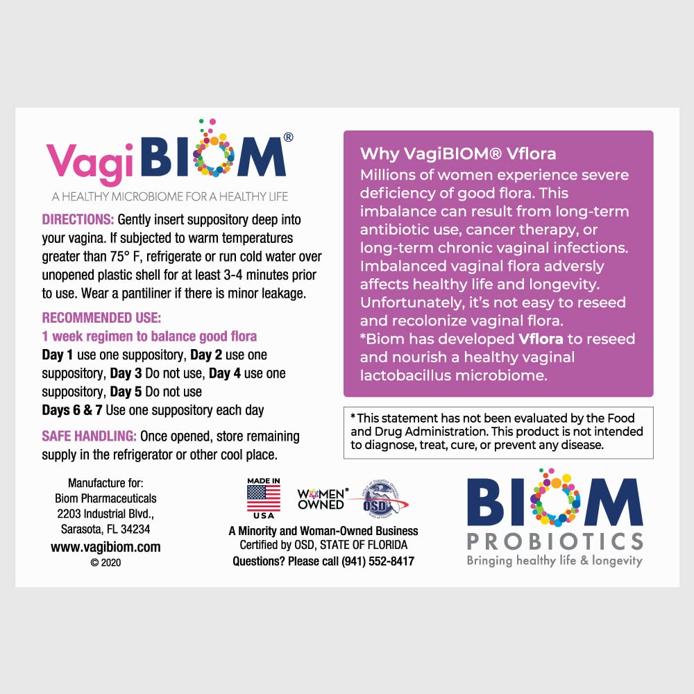 VagiBiom 5-Day Vflora (Lactobacillus crispatus + L. gasseri) to Balance Intimate Flora VagiBiom