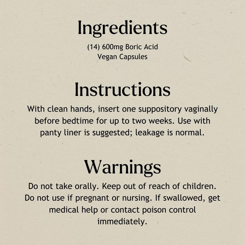 Milly Health Boric Acid Vaginal Suppositories - Restores pH Balance and Supports Odor Control