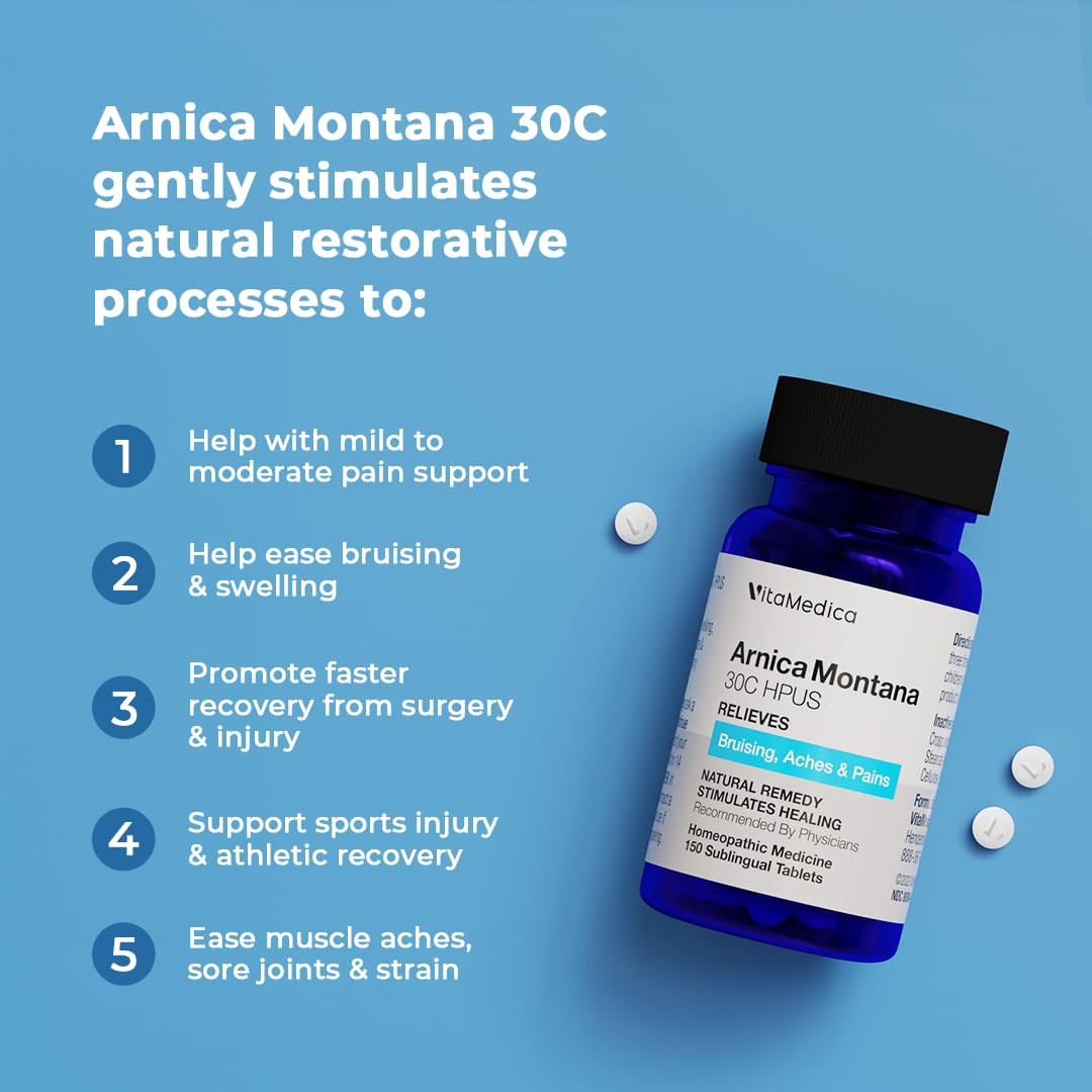 VitaMedica Arnica Montana 30C Rapid Dissolve Tablets for Natural Pain, Bruising, and Swelling Support VitaMedica