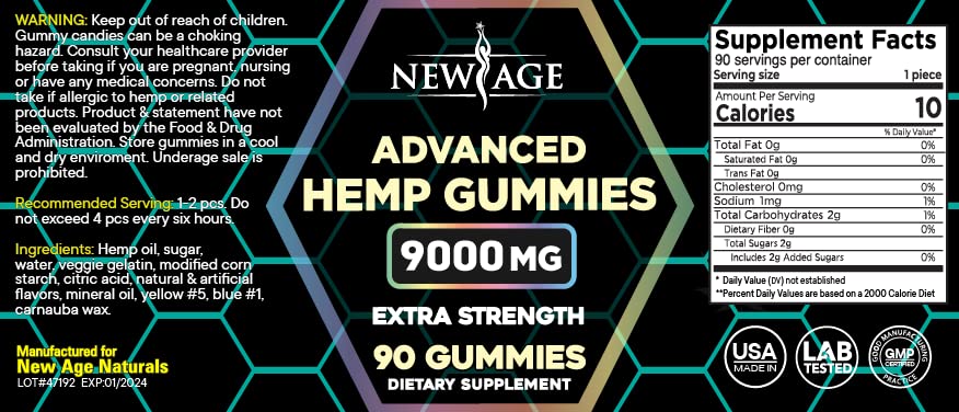 NEW AGE Naturals Advanced Hemp Gummies - Natural Hemp Oil Infused Gummies NEW AGE