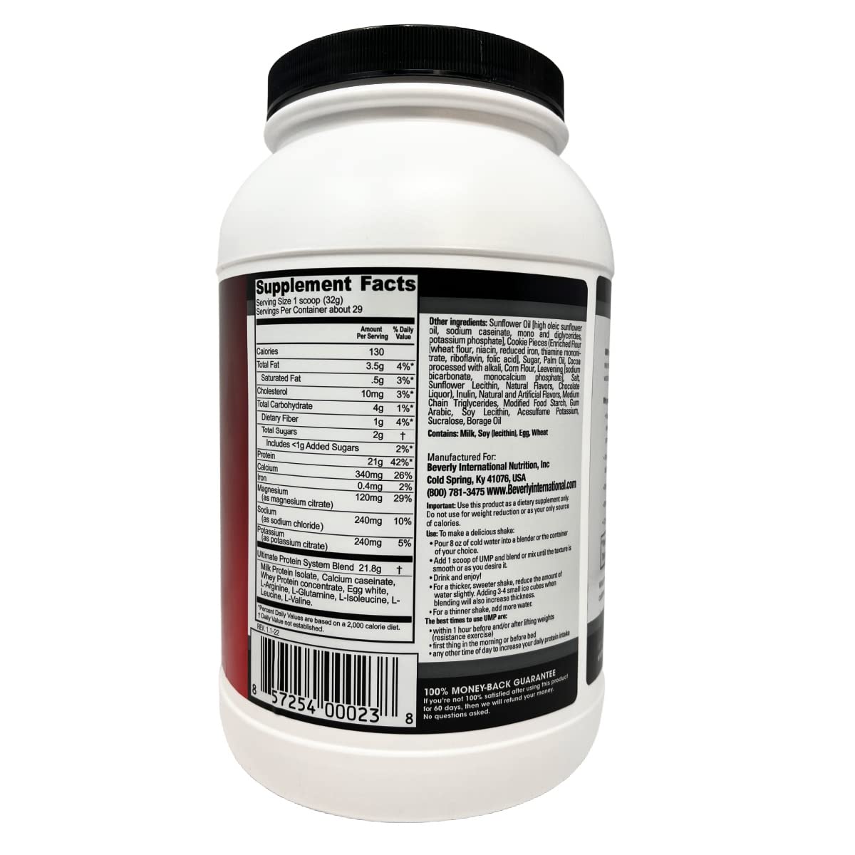 Beverly International UMP Protein Powder, Cookies & Cream. Unique Whey-Casein Ratio Beverly International