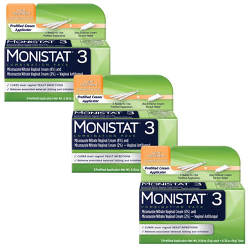 Monistat 3 Vaginal Cream, 3-Day Treatment Combination Pack, 3 Ovule Inserts and External Cream