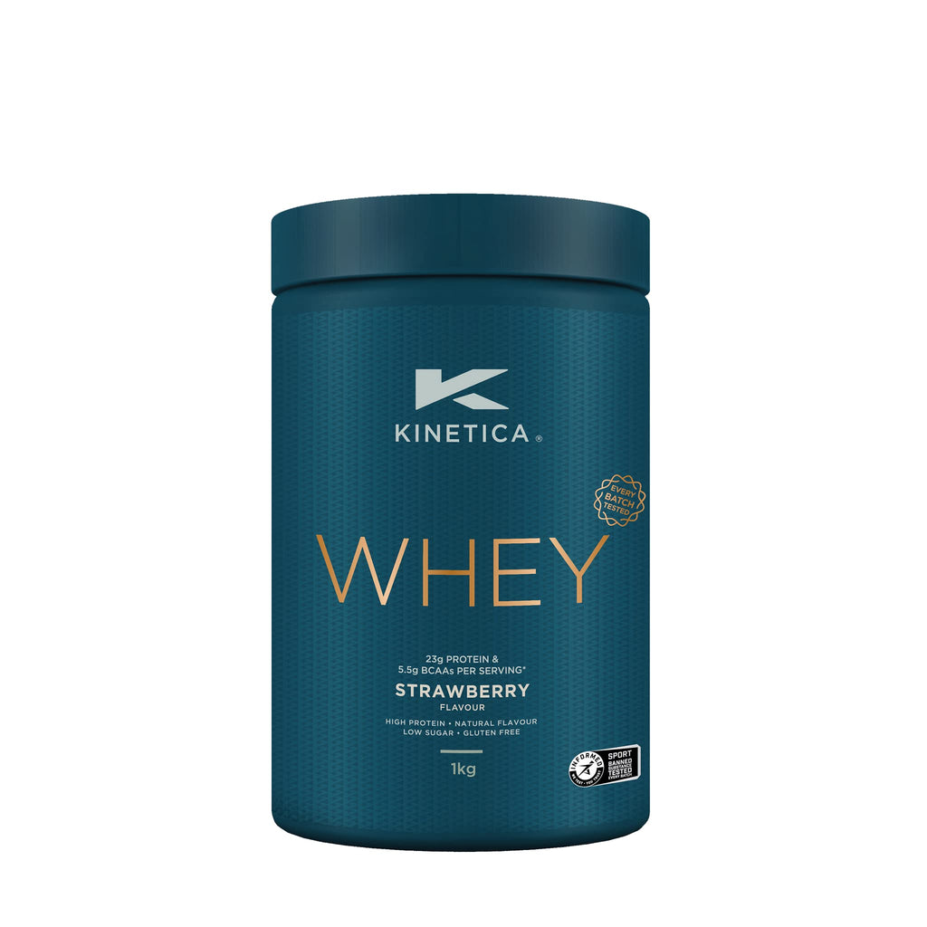 Kinetica Premium Whey Protein Powder | Grass Fed | Strawberry | 1kg | 33 Servings