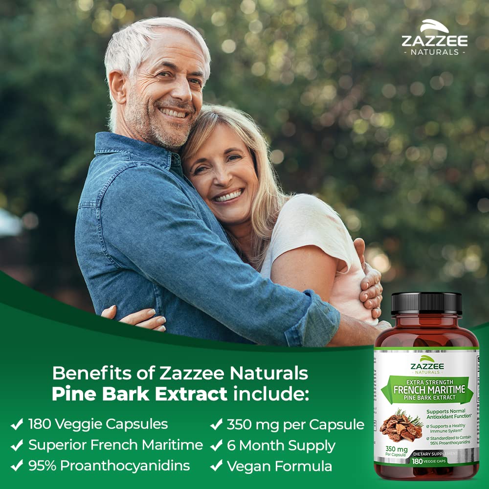 Zazzee Extra Strength French Maritime Pine Bark Extract, 350 mg Per Capsule