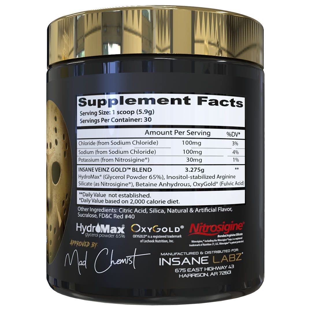 Insane Labz Psychotic Gold and Insane Veinz Gold Pre Workout Nitric Oxide Booster Stack