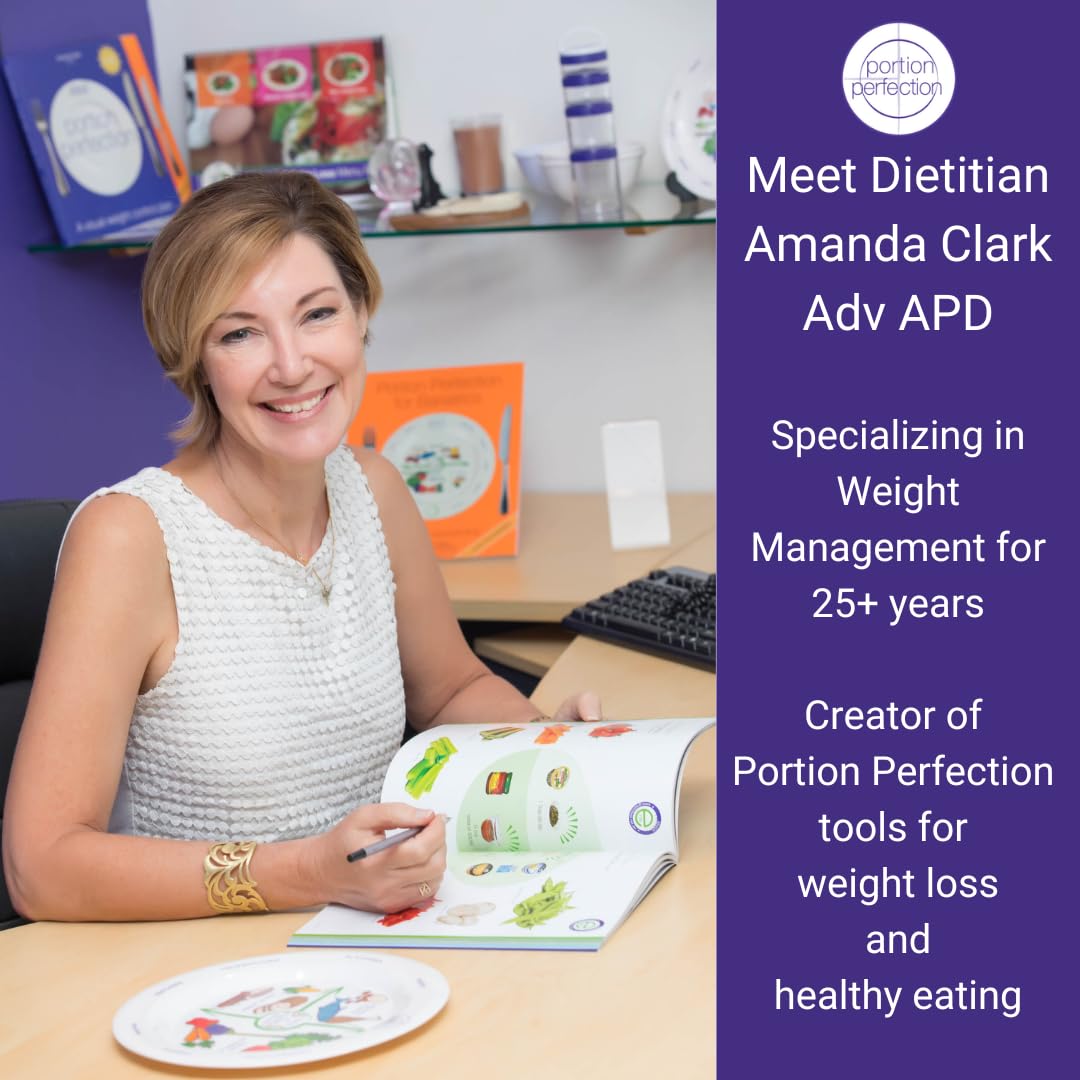 Portion Perfection Melamine 2 Pack 10” Portion Plates for Adults with Low Calorie Meal Plan Portion Perfection