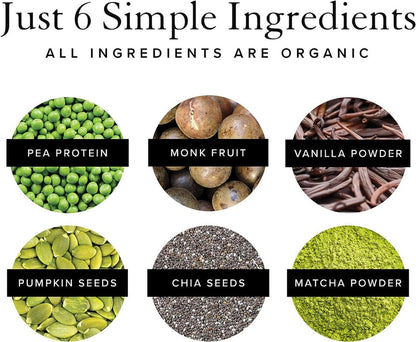 Truvani Organic Vegan Protein Powder Matcha - 20g of Plant Based, Organic Protein