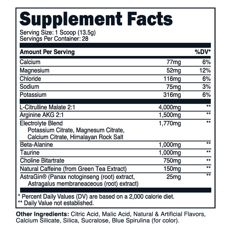 TransformHQ Pre-Workout 28 Servings - Perform - Gluten Free, Non-GMO (Blue Raspberry)