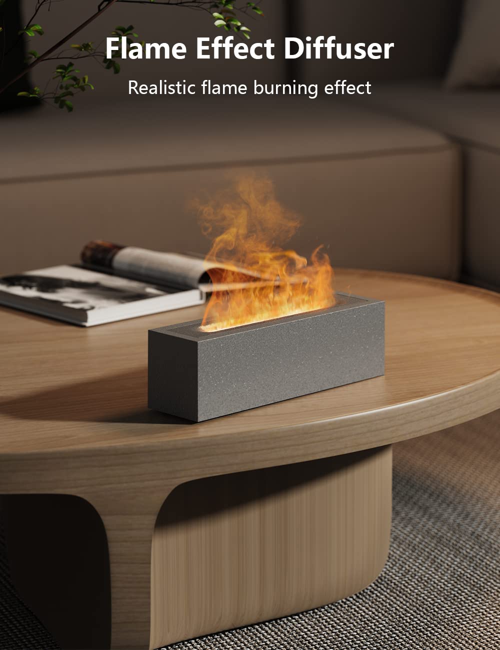 Shiawase Oil Diffuser, 200ml Flame Essential Oil Diffuser/Humidifier, Bedrock Fire Air Scent Diffuser Shiawase