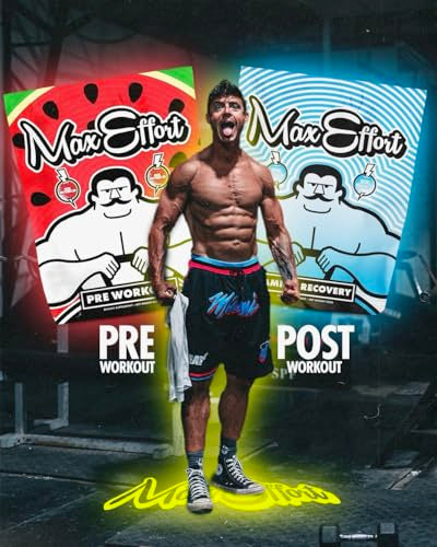 MAX EFFORT Muscle - Pre Workout Supplement, Energy and Focus, Insane Muscle Pump, Clinically Tested Ingredients (Sour Watermelon)