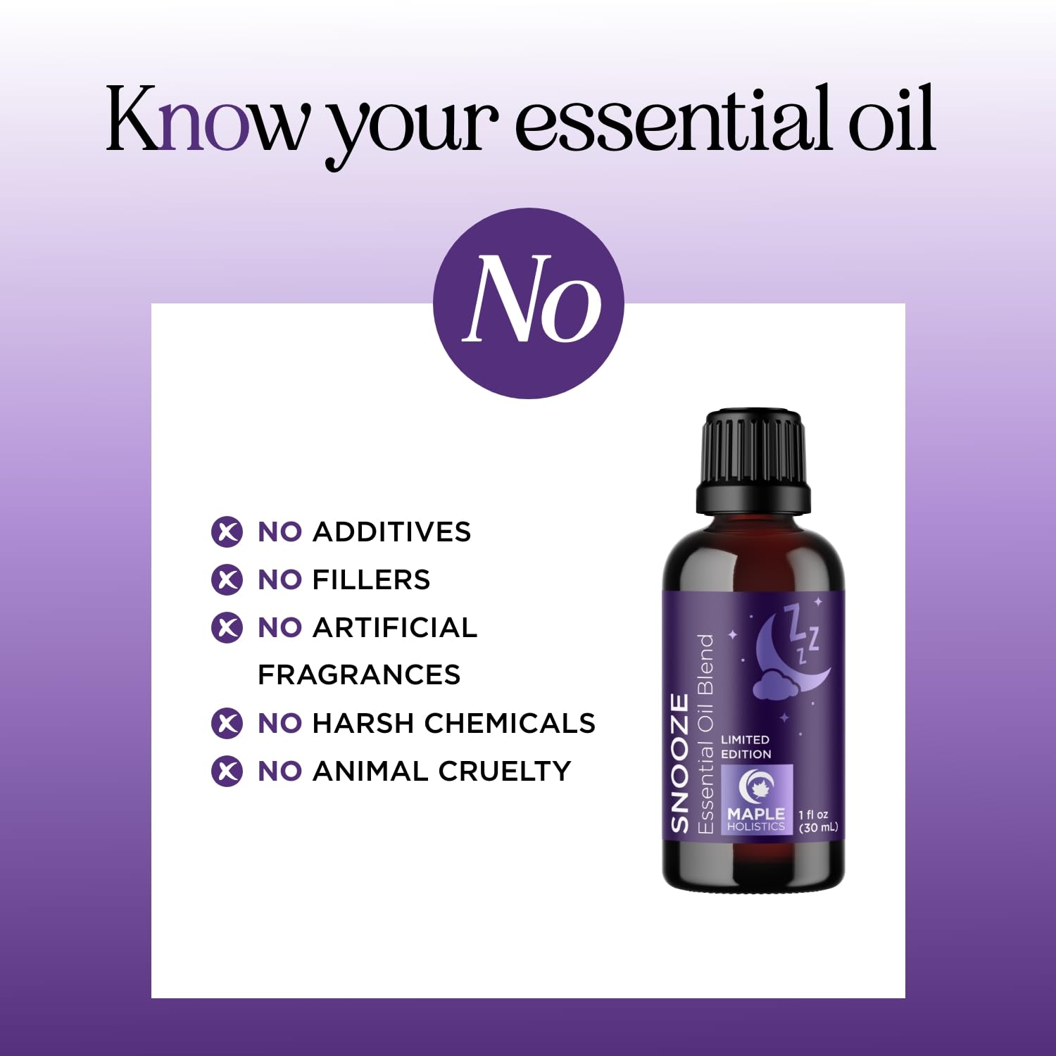 Sleep Essential Oil Blend for Diffuser - Snooze Blend Essential Oil for Sleep with Roman Chamomile Maple Holistics