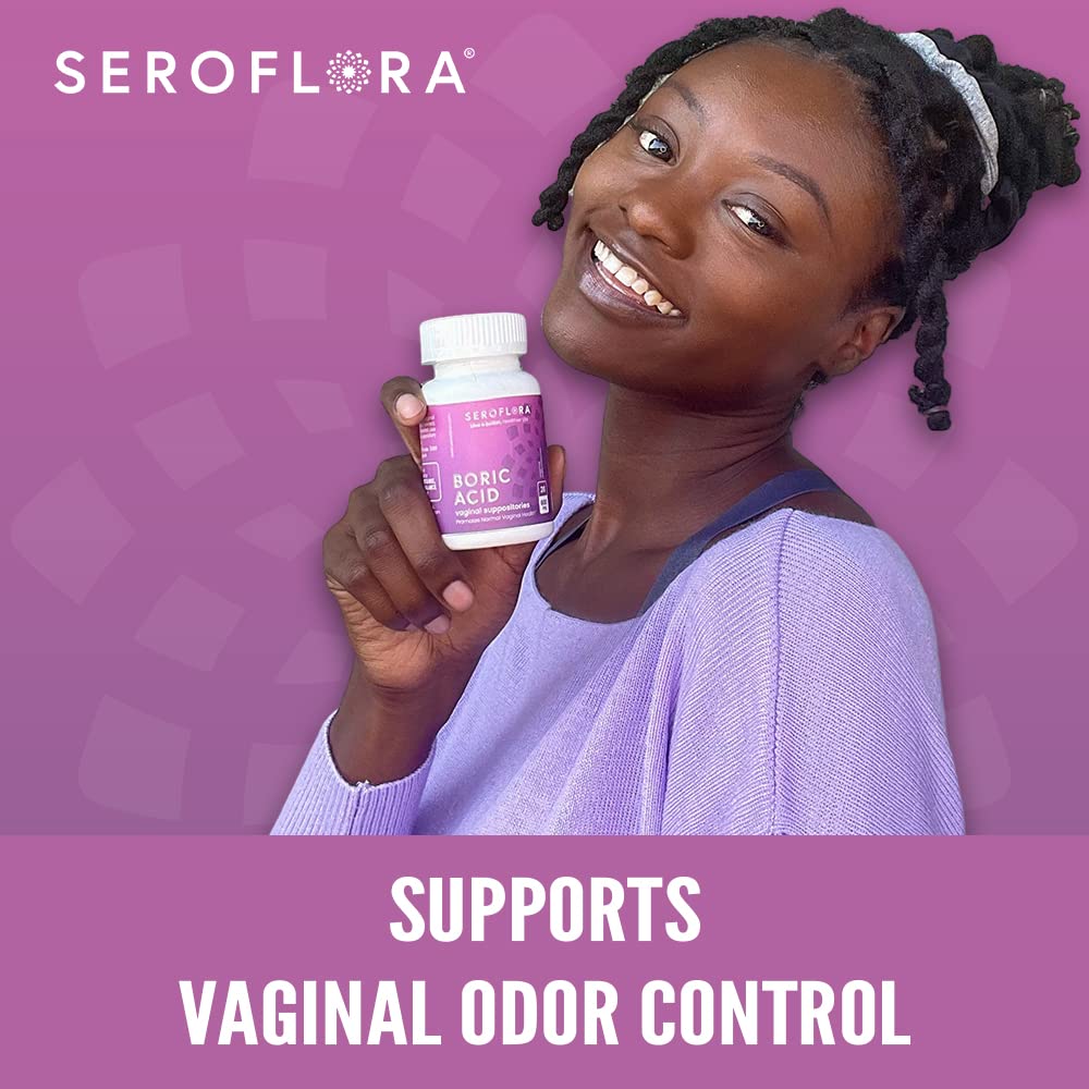 Seroflora Boric Acid Vaginal Suppositories 600 mg 28 Capsules - Boric Acid Pills for Women Seroflora