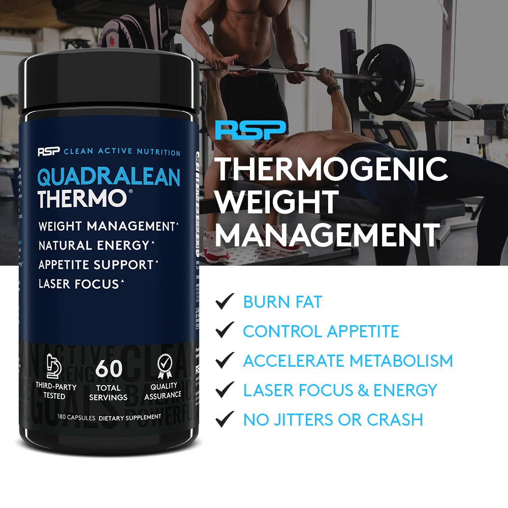 RSP Nutrition QuadraLean Thermogenic Fat Burner for Men & Women, Weight Loss Supplement RSP NUTRITION
