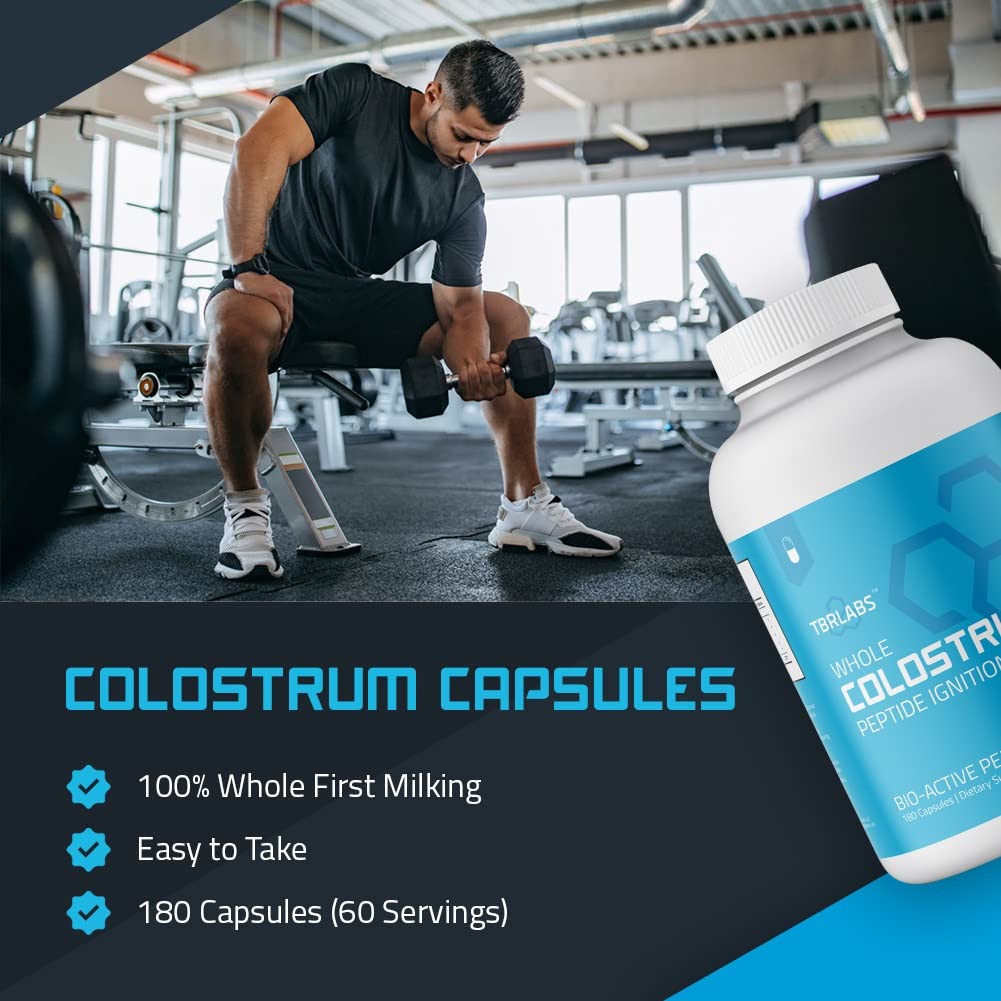 TBR Labs Pure Bovine Colostrum 180 Capsules - Antibiotic and Hormone Free - USA Source