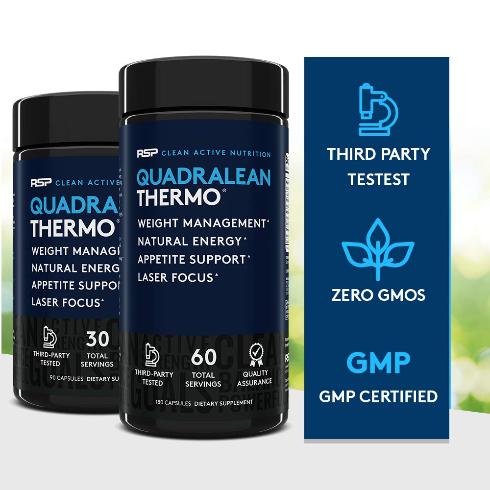 RSP Nutrition QuadraLean Thermogenic Fat Burner for Men & Women, Weight Loss Supplement RSP NUTRITION