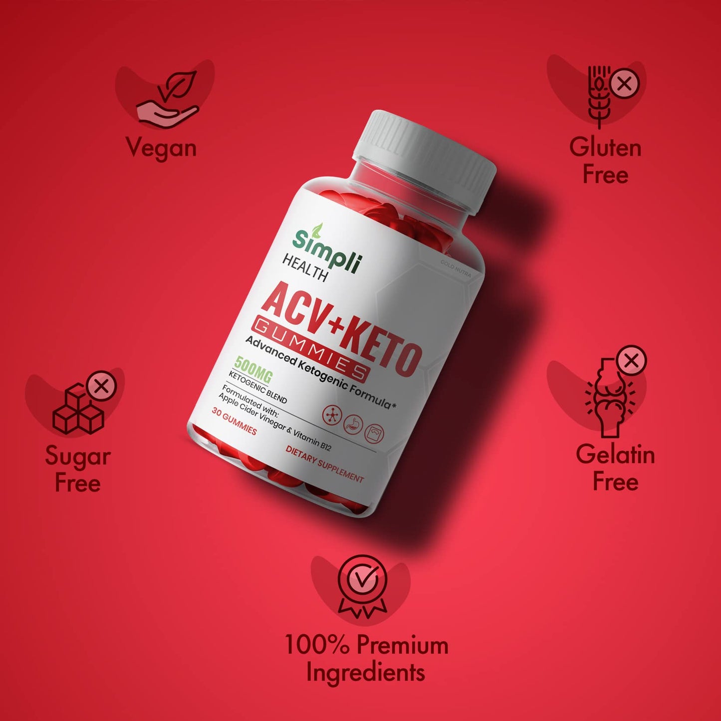 (3 Pack) Simpli Health ACV Keto Gummies, Maximum Strength