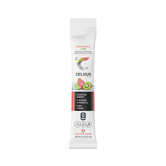 CELSIUS Kiwi Guava Lime On-the-Go Powder Stick Packs, Zero Sugar , 14 Count (Pack of 1)