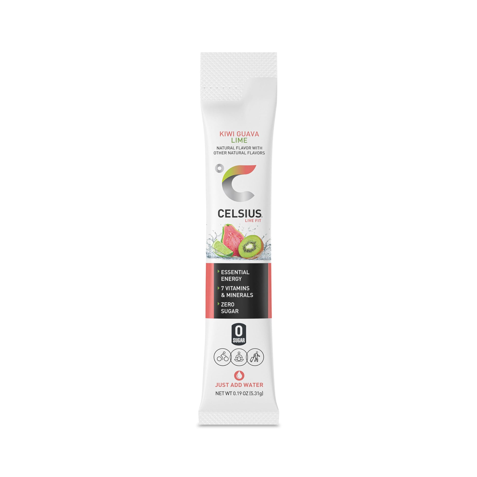 CELSIUS Kiwi Guava Lime On-the-Go Powder Stick Packs, Zero Sugar , 14 Count (Pack of 1) CELSIUS