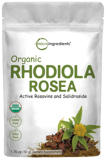 Micro Ingredients Organic Rhodiola Rosea Root Extract, 50g Powder | Adaptogenic Herb 