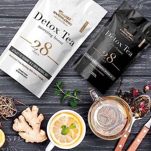EVERLONG Detox Tea 28 Day Morning Boost Tea and Night Cleanse Tea, Burn Fat and Boost EVERLONG