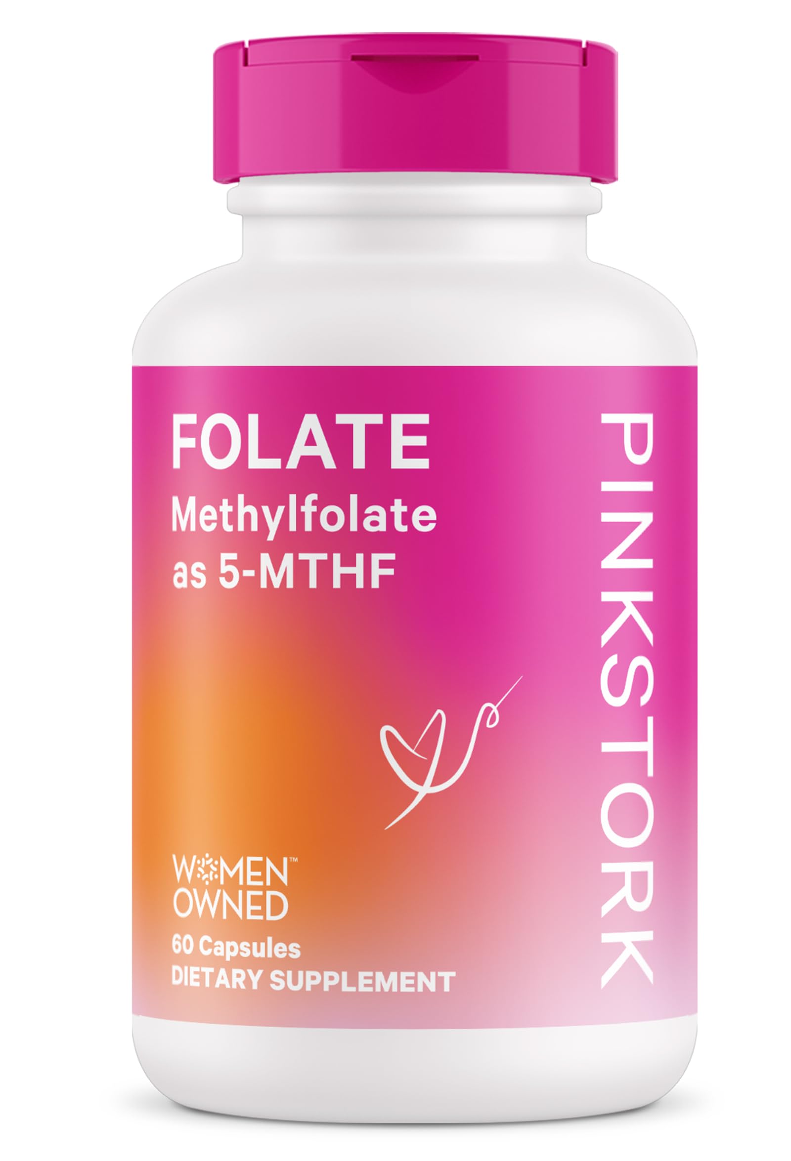 Pink Stork Folate: Methyl Folate - MTHFR Acid, Natural Form of Folic Acid for Pregnancy, Formulated
